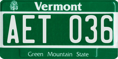 VT license plate AET036