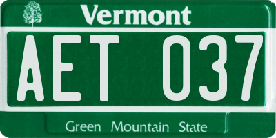 VT license plate AET037