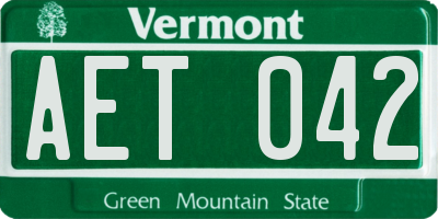 VT license plate AET042