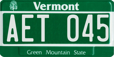 VT license plate AET045