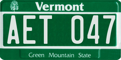 VT license plate AET047