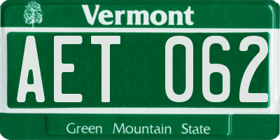 VT license plate AET062