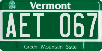 VT license plate AET067