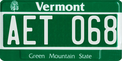 VT license plate AET068