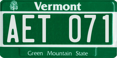 VT license plate AET071