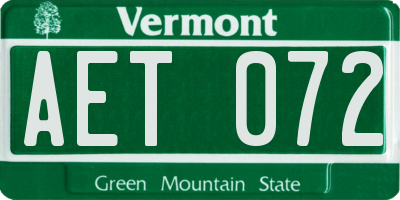 VT license plate AET072