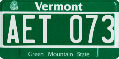VT license plate AET073