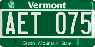 VT license plate AET075