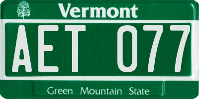 VT license plate AET077