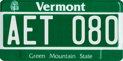 VT license plate AET080