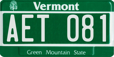 VT license plate AET081
