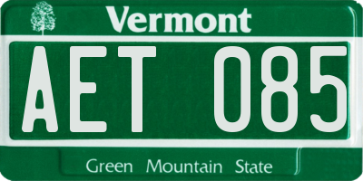 VT license plate AET085