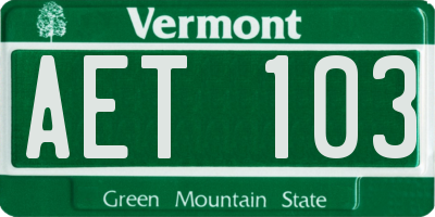VT license plate AET103