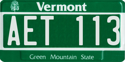 VT license plate AET113