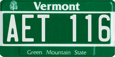 VT license plate AET116