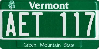 VT license plate AET117