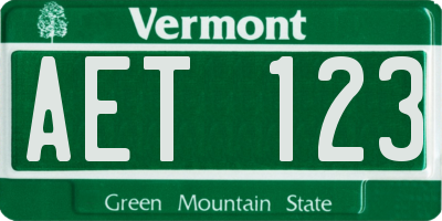 VT license plate AET123