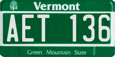 VT license plate AET136