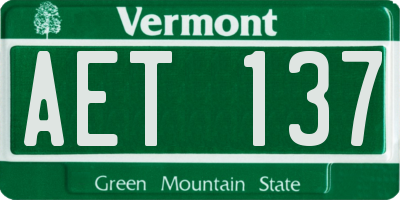 VT license plate AET137