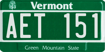 VT license plate AET151