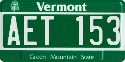 VT license plate AET153