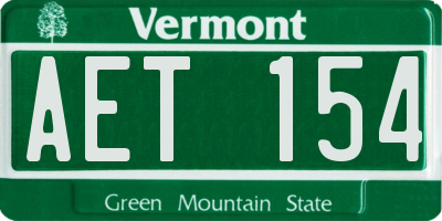 VT license plate AET154