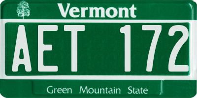 VT license plate AET172
