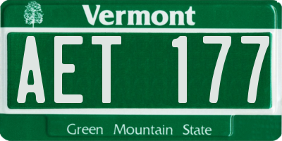 VT license plate AET177