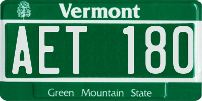 VT license plate AET180