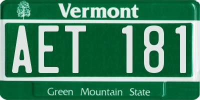 VT license plate AET181