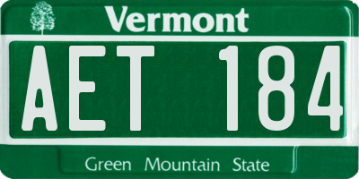 VT license plate AET184