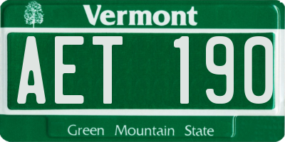 VT license plate AET190