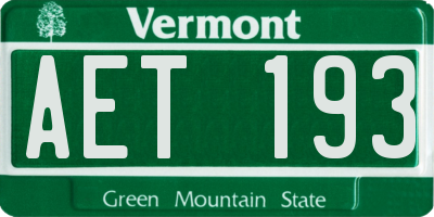 VT license plate AET193