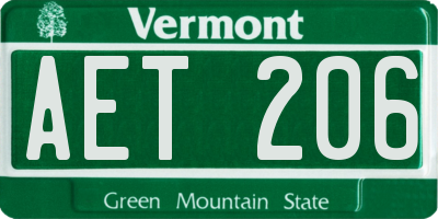 VT license plate AET206