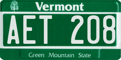 VT license plate AET208