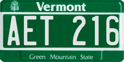 VT license plate AET216