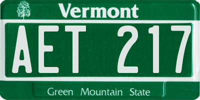 VT license plate AET217