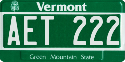 VT license plate AET222