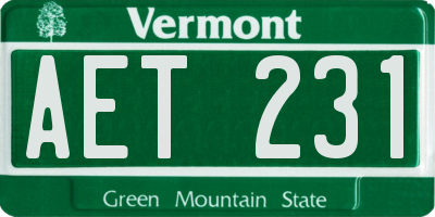 VT license plate AET231