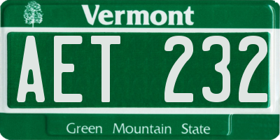 VT license plate AET232