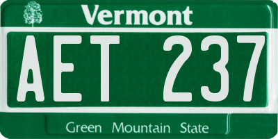 VT license plate AET237