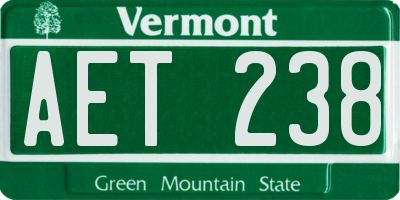VT license plate AET238