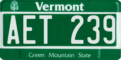 VT license plate AET239