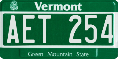 VT license plate AET254