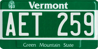VT license plate AET259