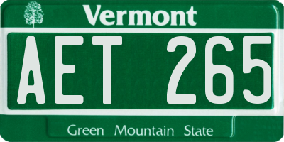 VT license plate AET265
