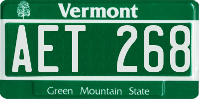VT license plate AET268
