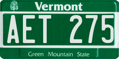 VT license plate AET275