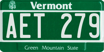 VT license plate AET279