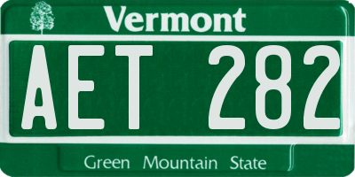 VT license plate AET282